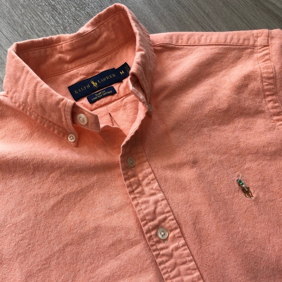 Ralph Lauren Slim Fit Oxford Shirt Coral in Color - Picture 4 of 6